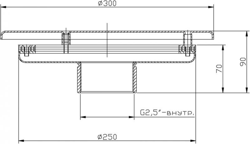 Водозабор с антивихревой крышкой д.250 2,5" (внутр.) плитка